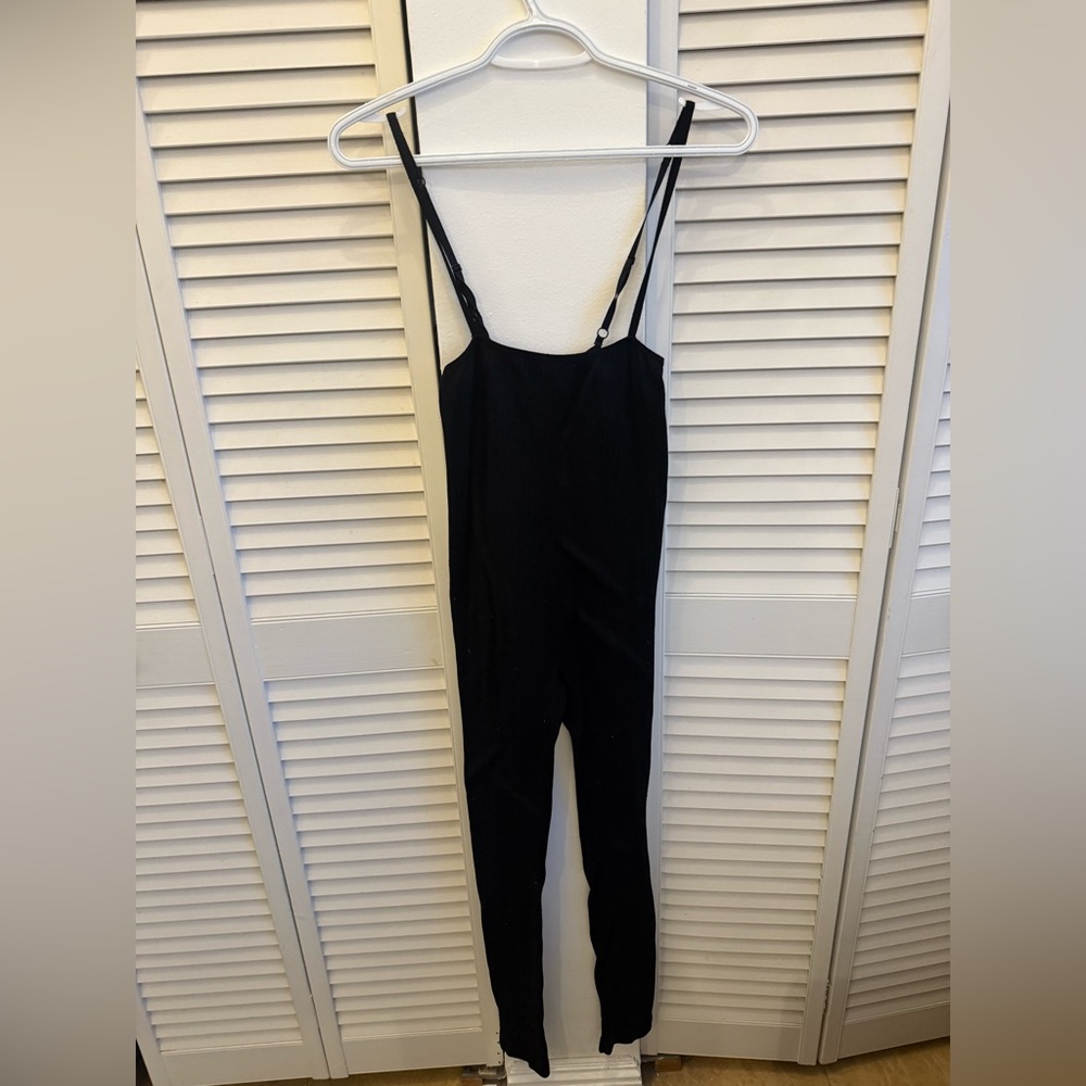 Black Ribbed Jumpsuit - Picture 4 of 5